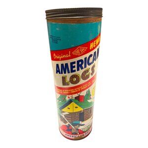 Vintage Halsam American Logs Building Set In Original Tube